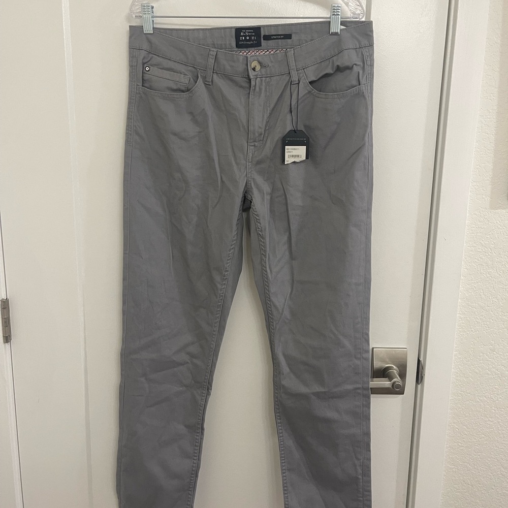 Ben Sherman NWT Light Gray Slim Straight Fit Pants Preppy Classic Buisness